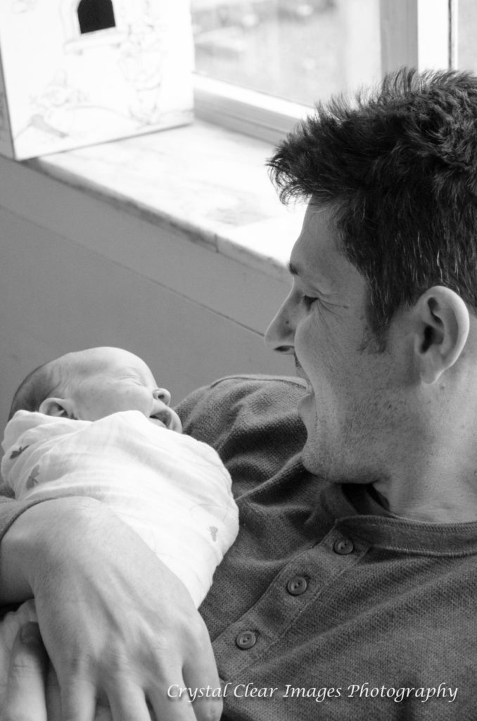 Black and White dad and baby in Hospital