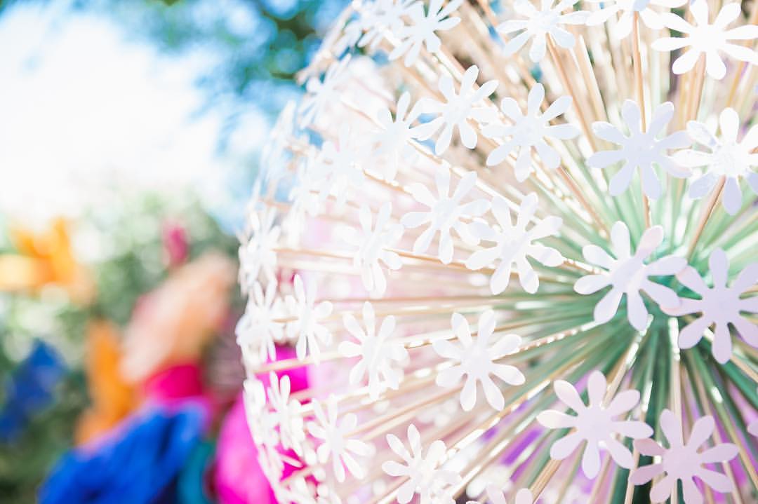 Photograph of handmade giant paper flowers for a wedding in Sacramento CA.