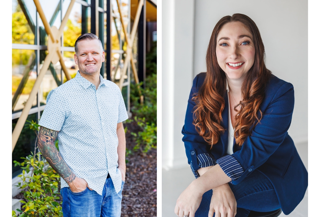 Headshots of a man and a woman in Granite Bay, CA and Roseville, CA taken by Ann Keen Photography.